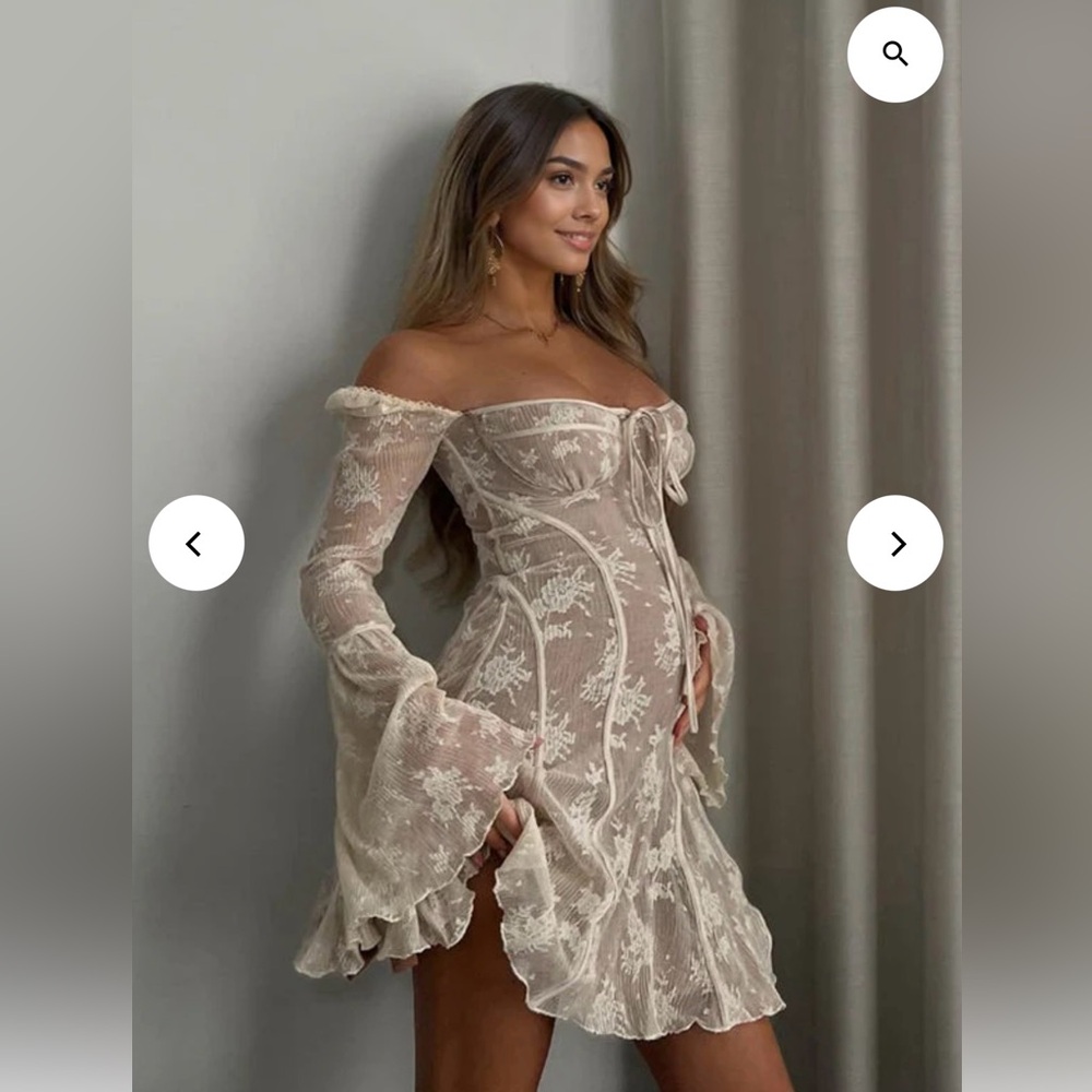 Momyknows White Lace Off Shoulder Maternity Mini Dress medium